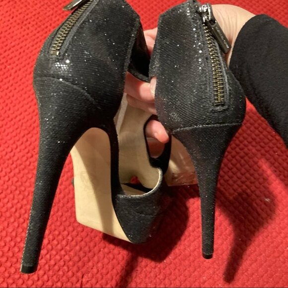 MICHAEL KORS Sz 7 Platform  Heeled Sparkly Glitter Zipper Closure Heels - Picture 8 of 8